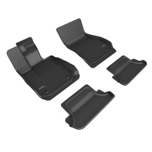 BMW 8 Series Floor Mats - Front + Rear - 3D MAXpider - KAGU Series Combo, All-Weather, 4-Piece Set - Black - `18-`23